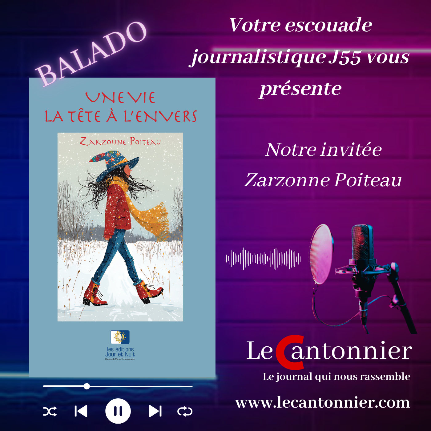 Entrevue Lancement du livre Une vie, la tête à l'envers Zarzoune Poiteau